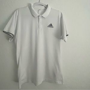 Adidas Aeroready Men’s Short Sleeve Three Button Polo Shirt White Black Medium